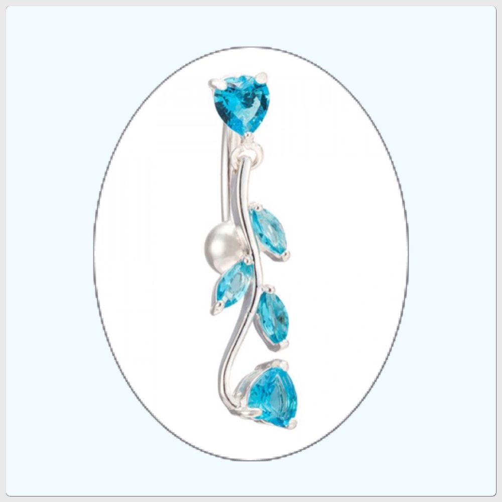 NWT Stunning Chic Turquoise Blue Rhinestones Belly Ring